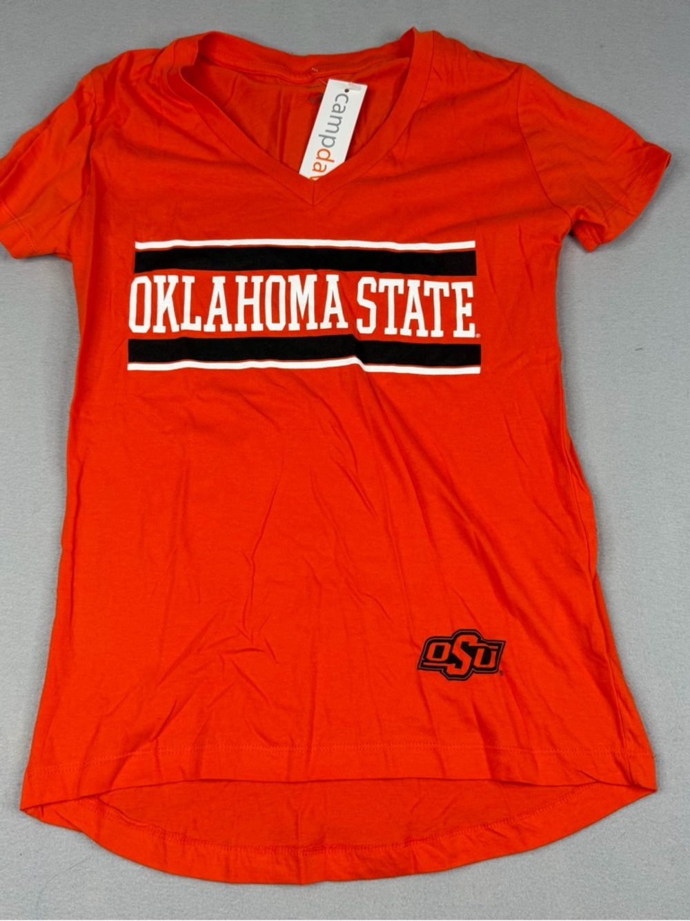 Camp David Oklahoma State Cowboys Womens S Orange V Neck T Shirt NWT OSU